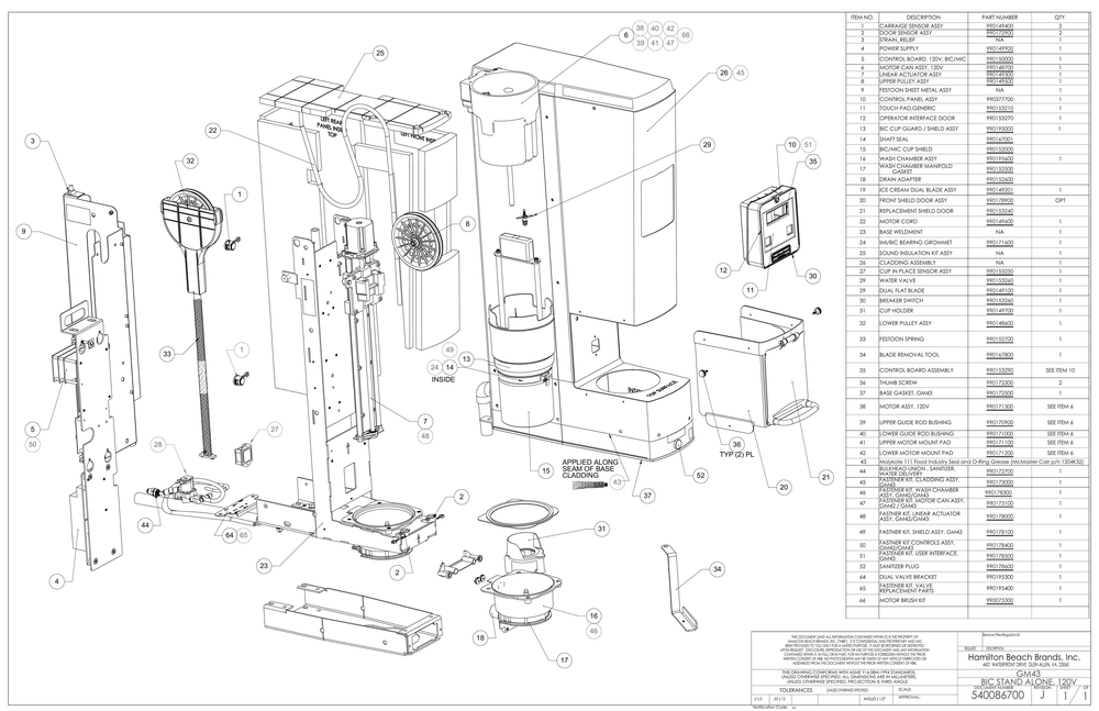 Diagram Diagram and Parts List for BIC2000  Hamilton Beach Drink Mixer